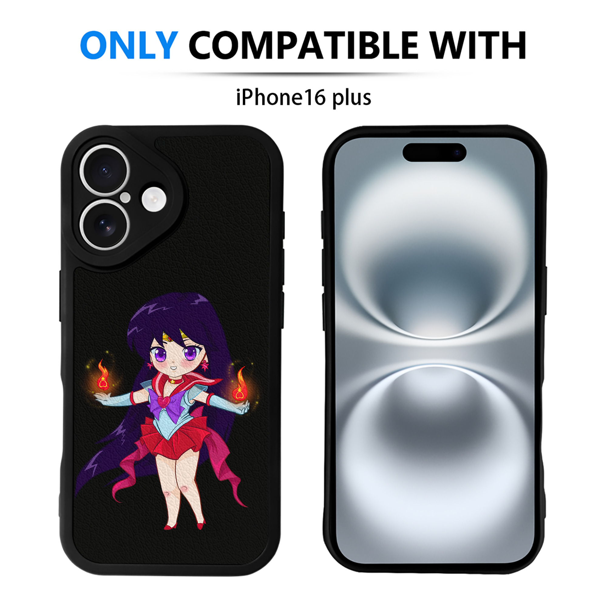 （画像用） 美少女戦士セーラームーン 火野レイ ひの レイ Sailor Moon Hino Rei （セーラーマーズ,Sailor Mars） 【iPhone 16シリーズ対応】シリコンスマホケース（レザー調） 材質：シリコン